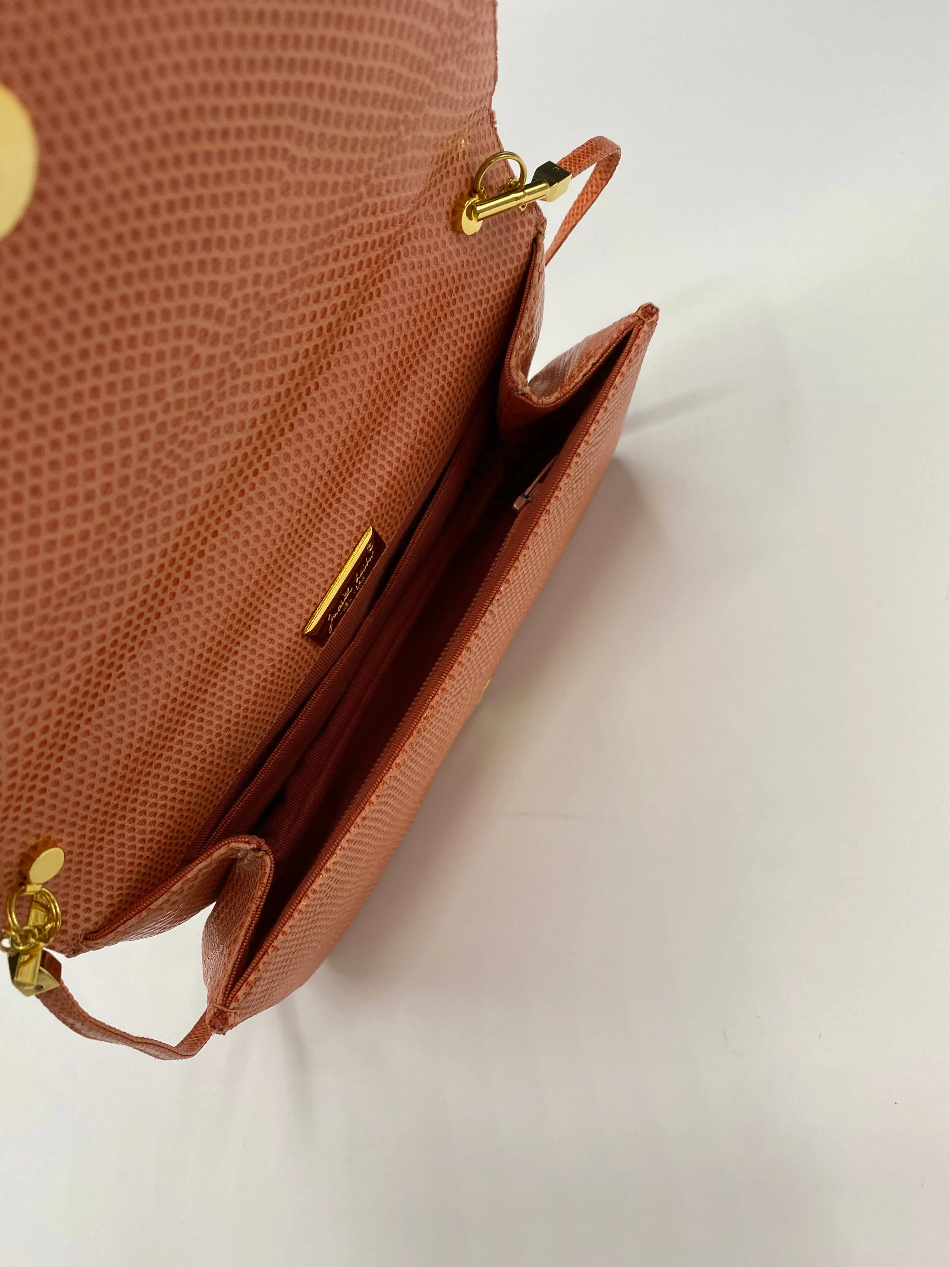 Judith Leiber Karung ( Lizard) Crossbody/Clutch with Native American embellishment