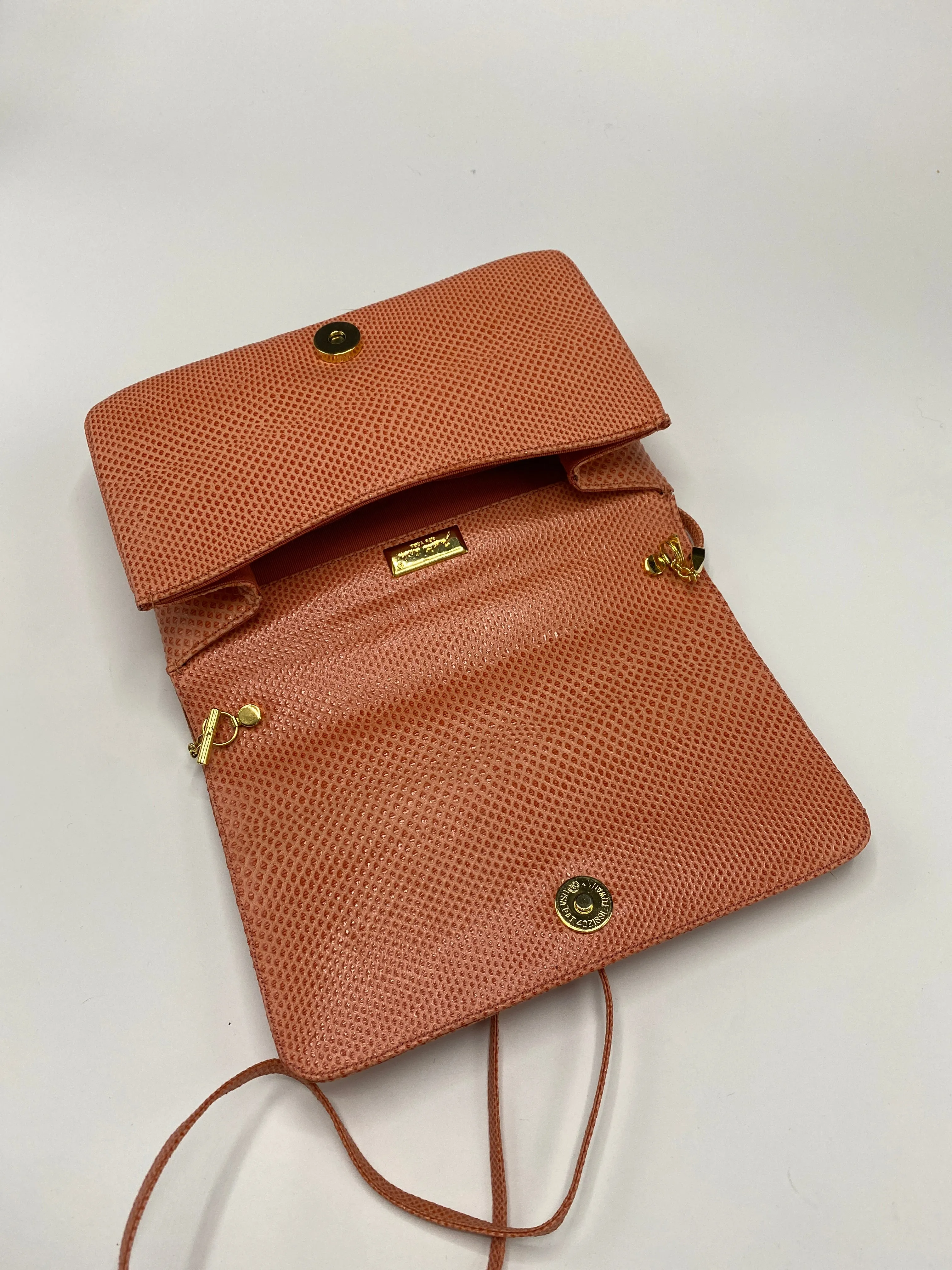 Judith Leiber Karung ( Lizard) Crossbody/Clutch with Native American embellishment