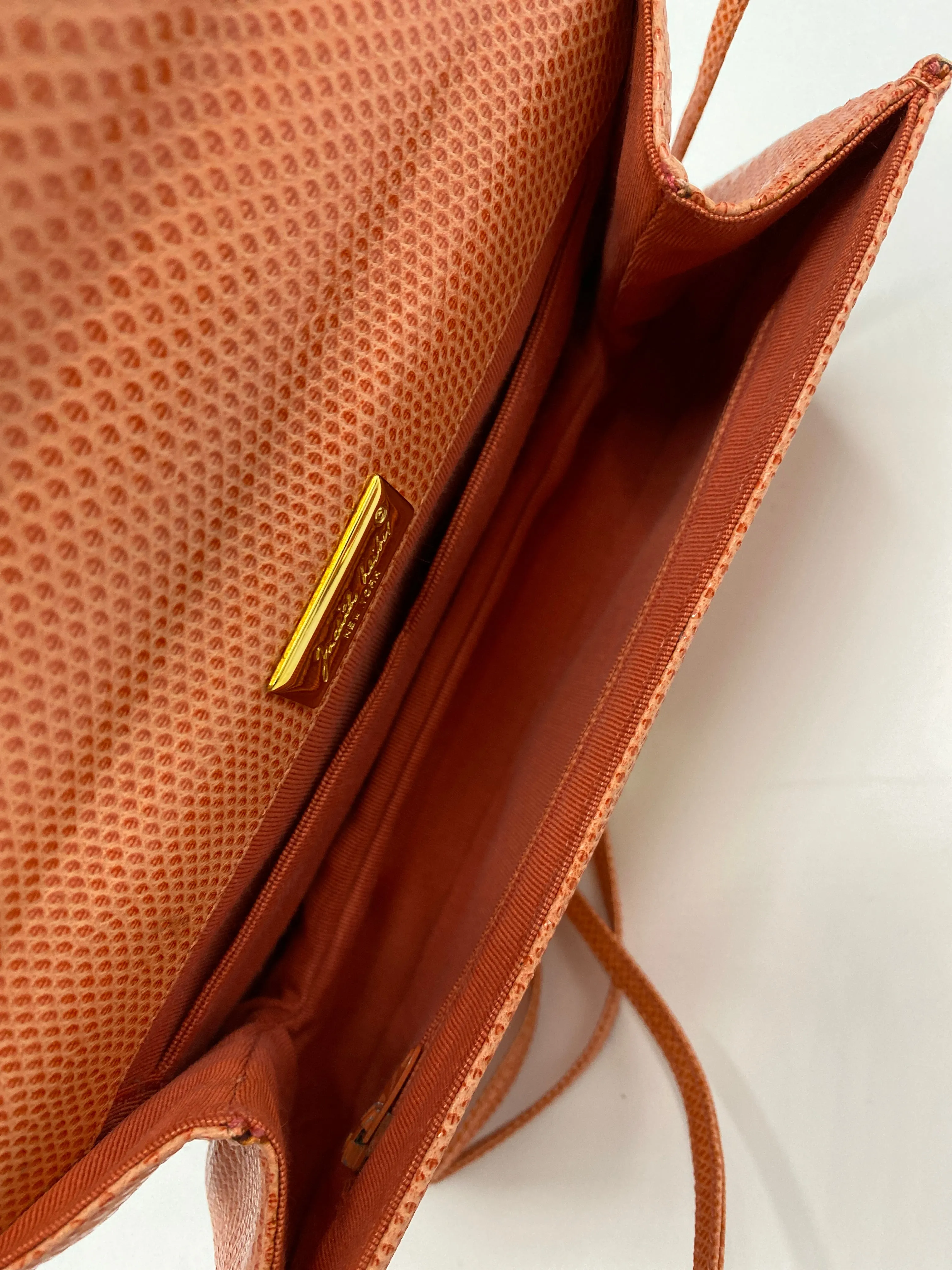 Judith Leiber Karung ( Lizard) Crossbody/Clutch with Native American embellishment