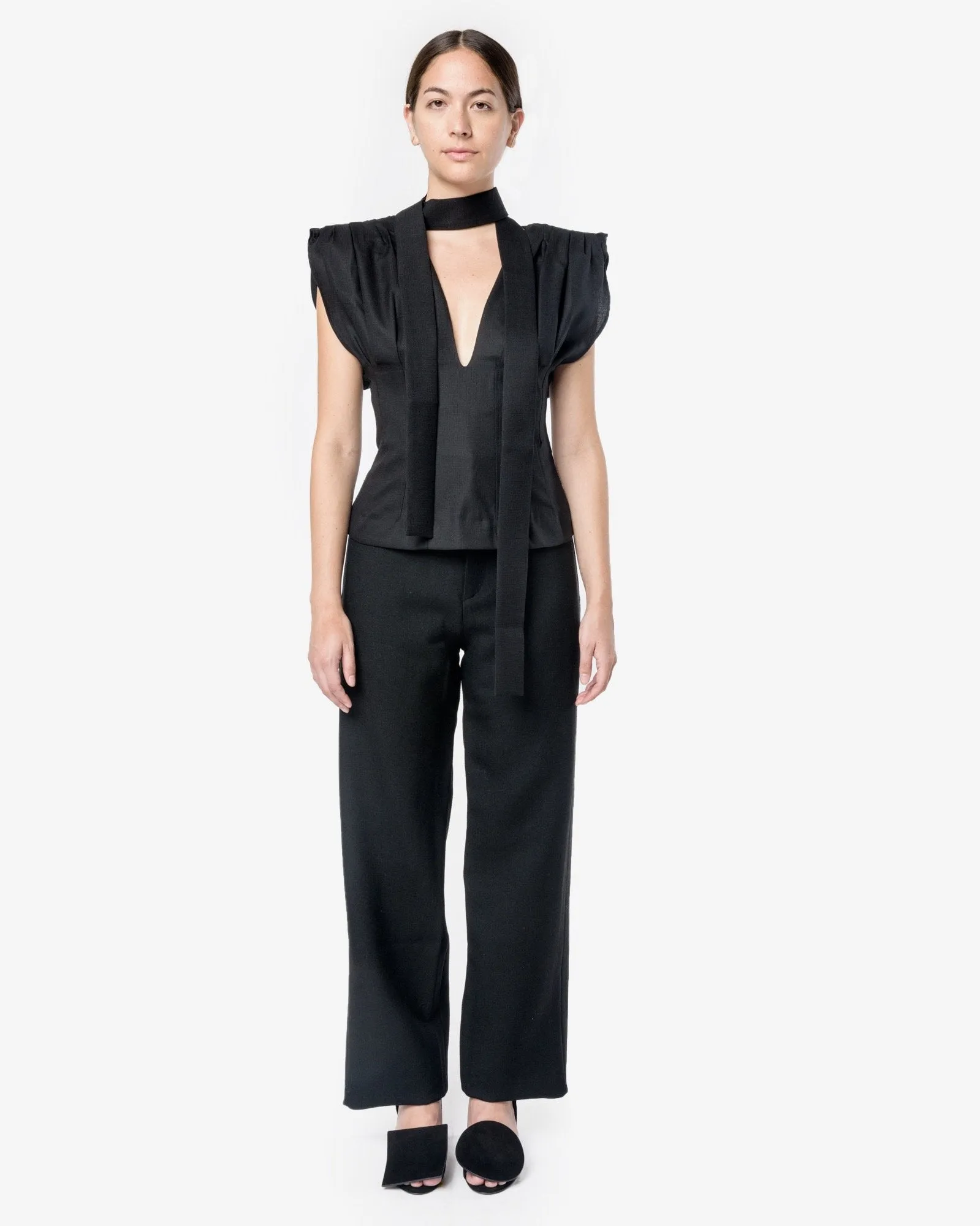 Le Haut Plisse Top in Black