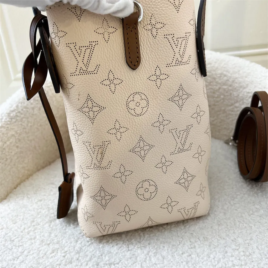 LV Hina PM in Creme Beige Mahina Perforated Calf Leather and Brown Trim