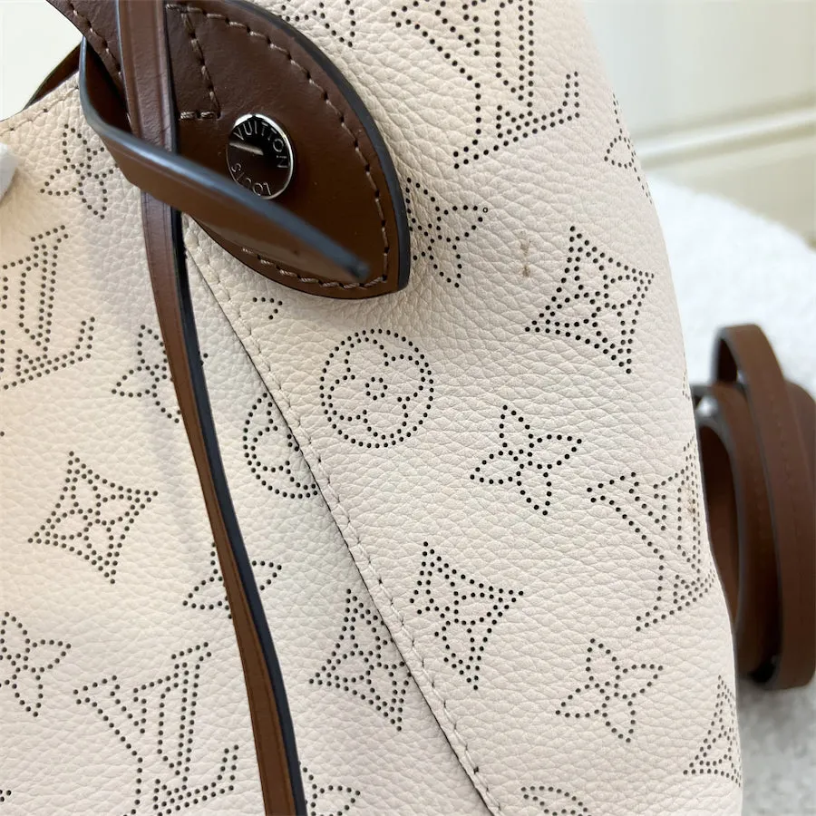 LV Hina PM in Creme Beige Mahina Perforated Calf Leather and Brown Trim