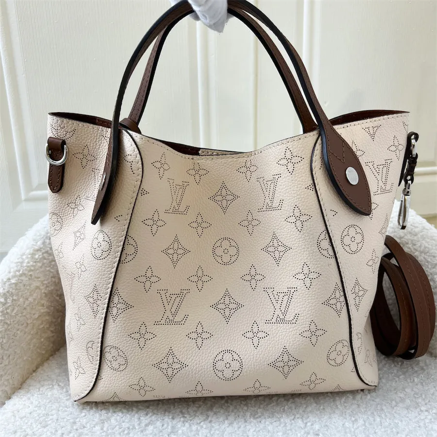 LV Hina PM in Creme Beige Mahina Perforated Calf Leather and Brown Trim