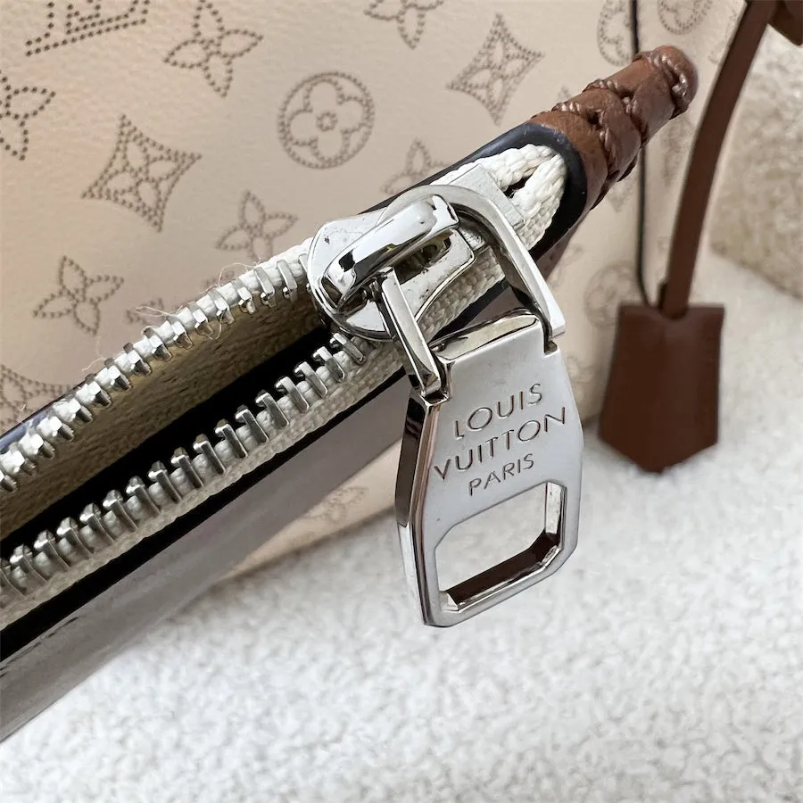 LV Hina PM in Creme Beige Mahina Perforated Calf Leather and Brown Trim