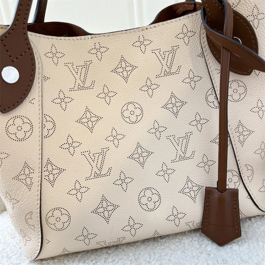 LV Hina PM in Creme Beige Mahina Perforated Calf Leather and Brown Trim