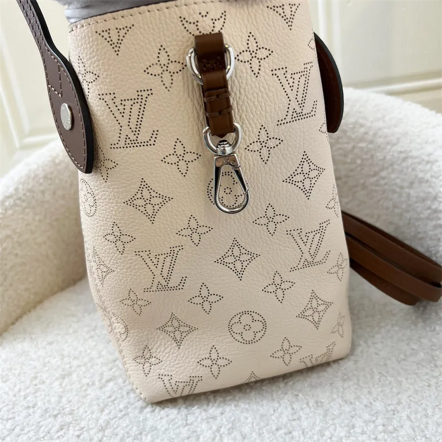 LV Hina PM in Creme Beige Mahina Perforated Calf Leather and Brown Trim