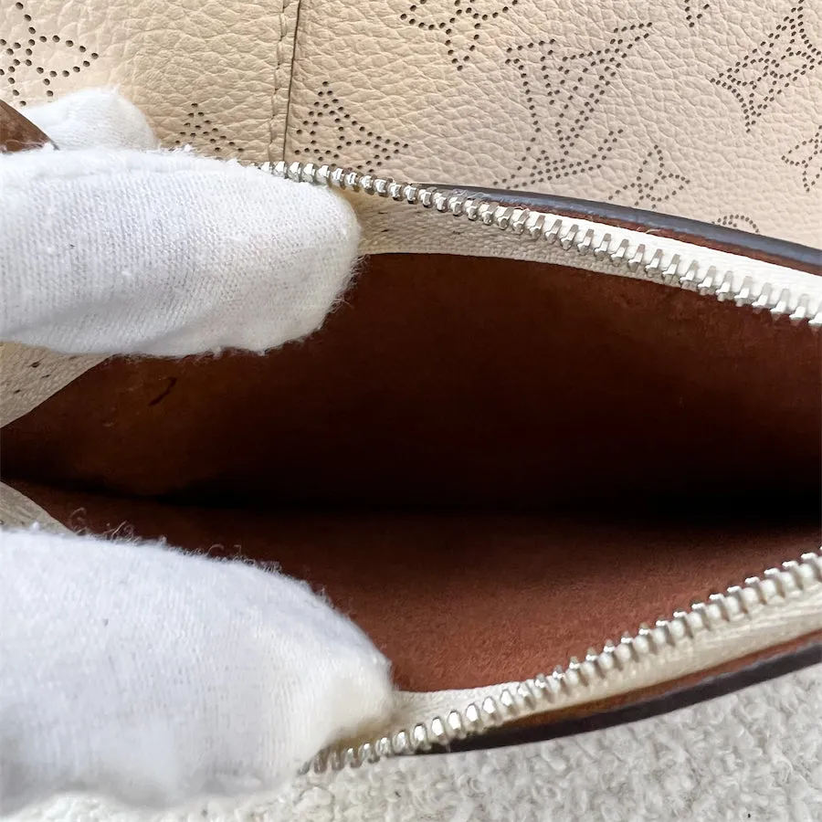 LV Hina PM in Creme Beige Mahina Perforated Calf Leather and Brown Trim