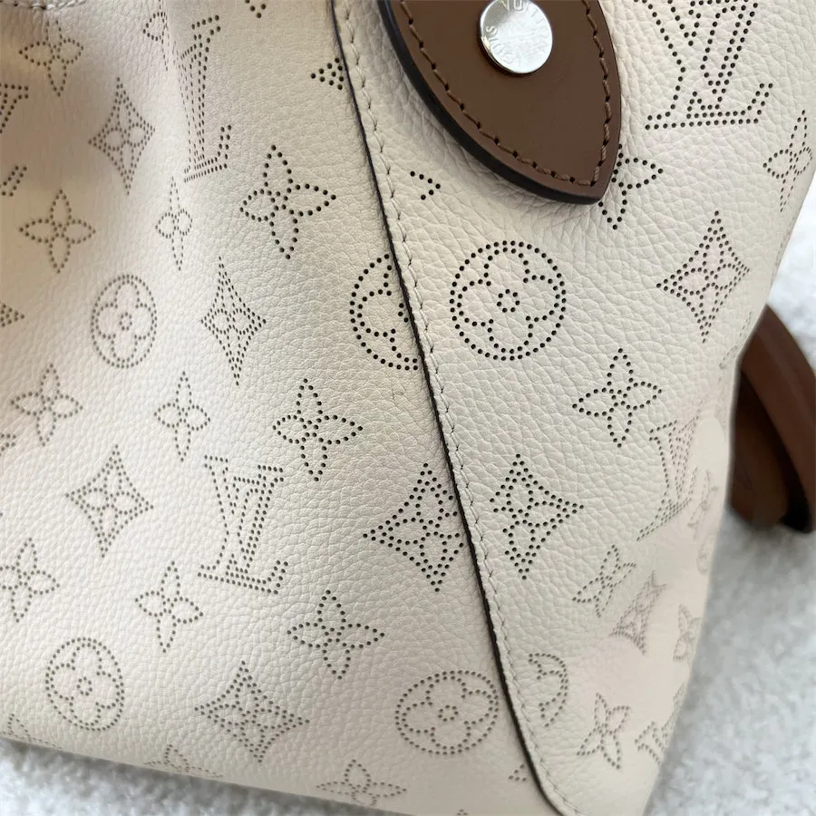 LV Hina PM in Creme Beige Mahina Perforated Calf Leather and Brown Trim