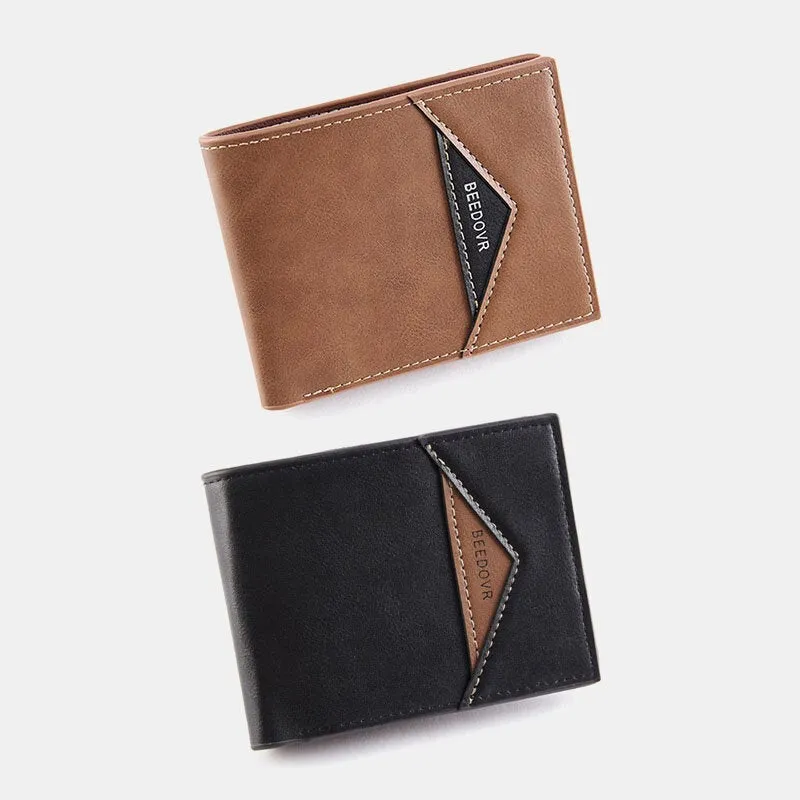 Men Bifold Short RFID Antimagnetic Wallet Vintage Multi-card Slots Card Holder Money Clip