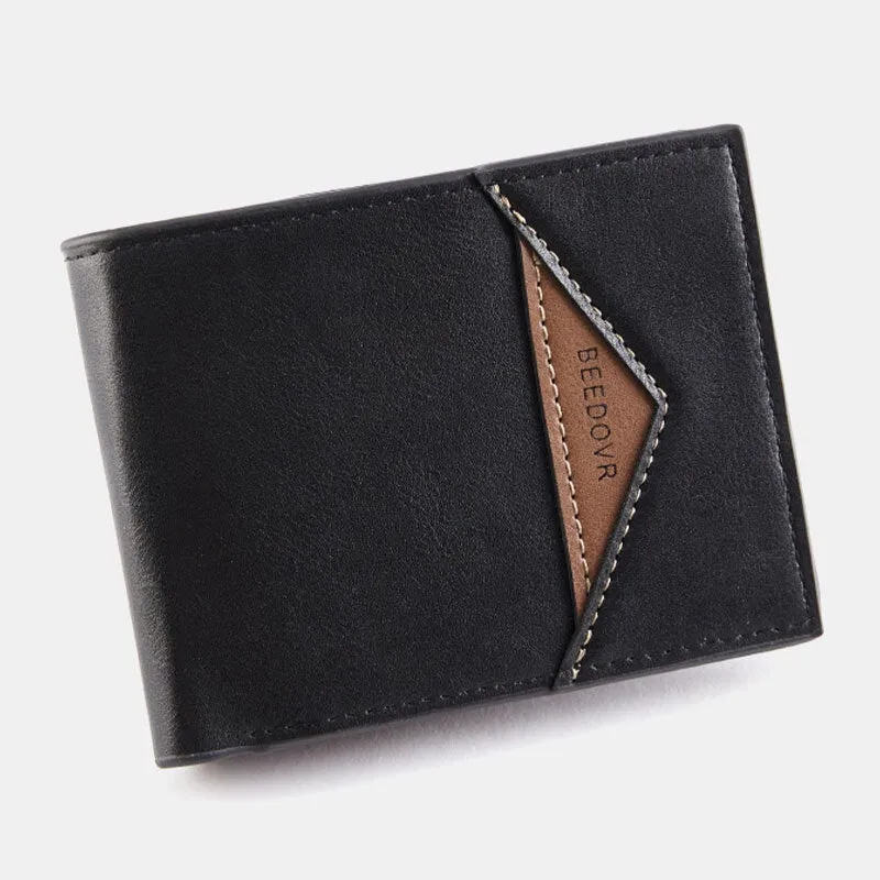 Men Bifold Short RFID Antimagnetic Wallet Vintage Multi-card Slots Card Holder Money Clip