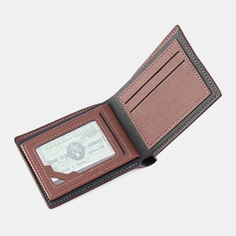Men Bifold Short RFID Antimagnetic Wallet Vintage Multi-card Slots Card Holder Money Clip
