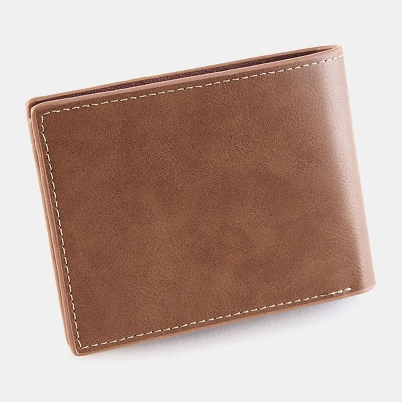 Men Bifold Short RFID Antimagnetic Wallet Vintage Multi-card Slots Card Holder Money Clip
