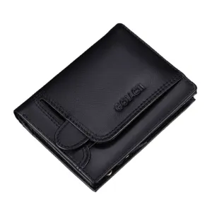 Men Genuine Leather Vintage Multi-Card Slots RFID Anti-Theft Short Money Clip Card Holder Wallet Coin Purse