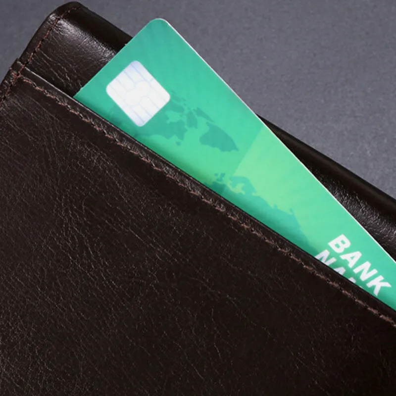 Men Genuine Leather Vintage Multi-Card Slots RFID Anti-Theft Short Money Clip Card Holder Wallet Coin Purse