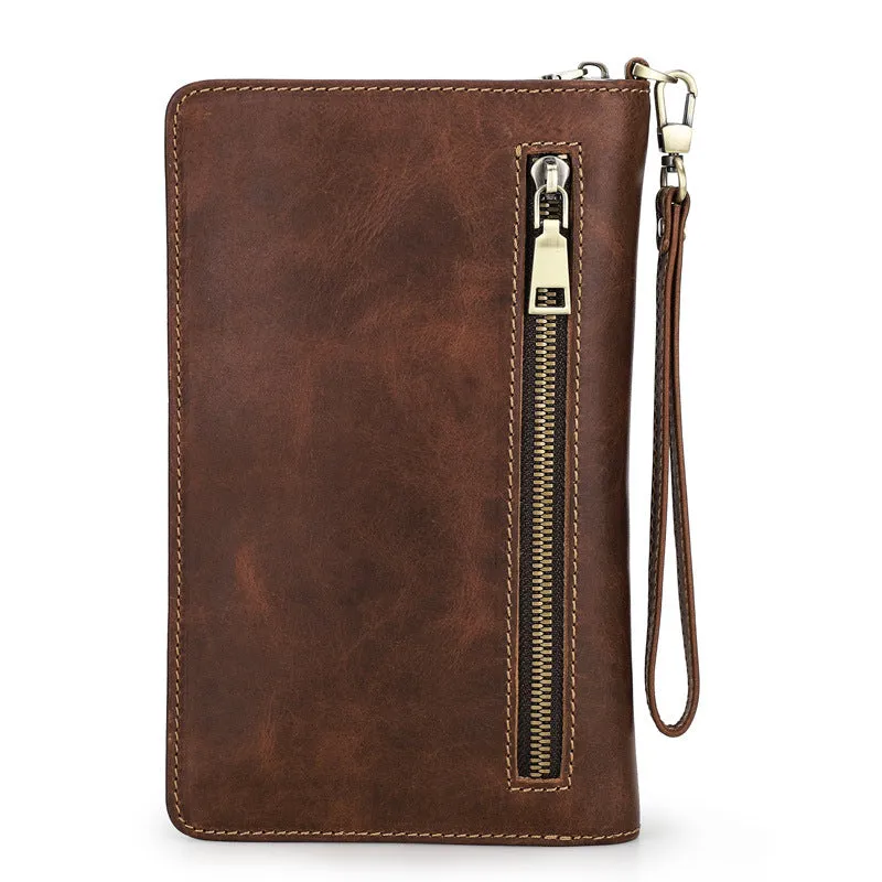 Men's Wallet Leather Purse Leather Hand Bag Clutch Bag Card Package Storage Bag For Gift
