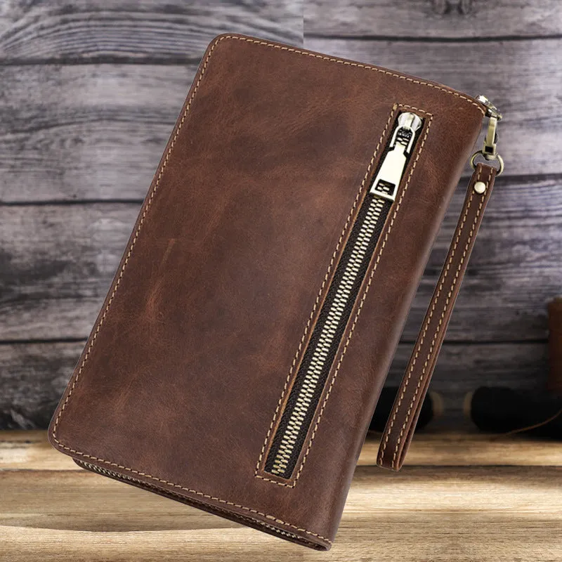 Men's Wallet Leather Purse Leather Hand Bag Clutch Bag Card Package Storage Bag For Gift