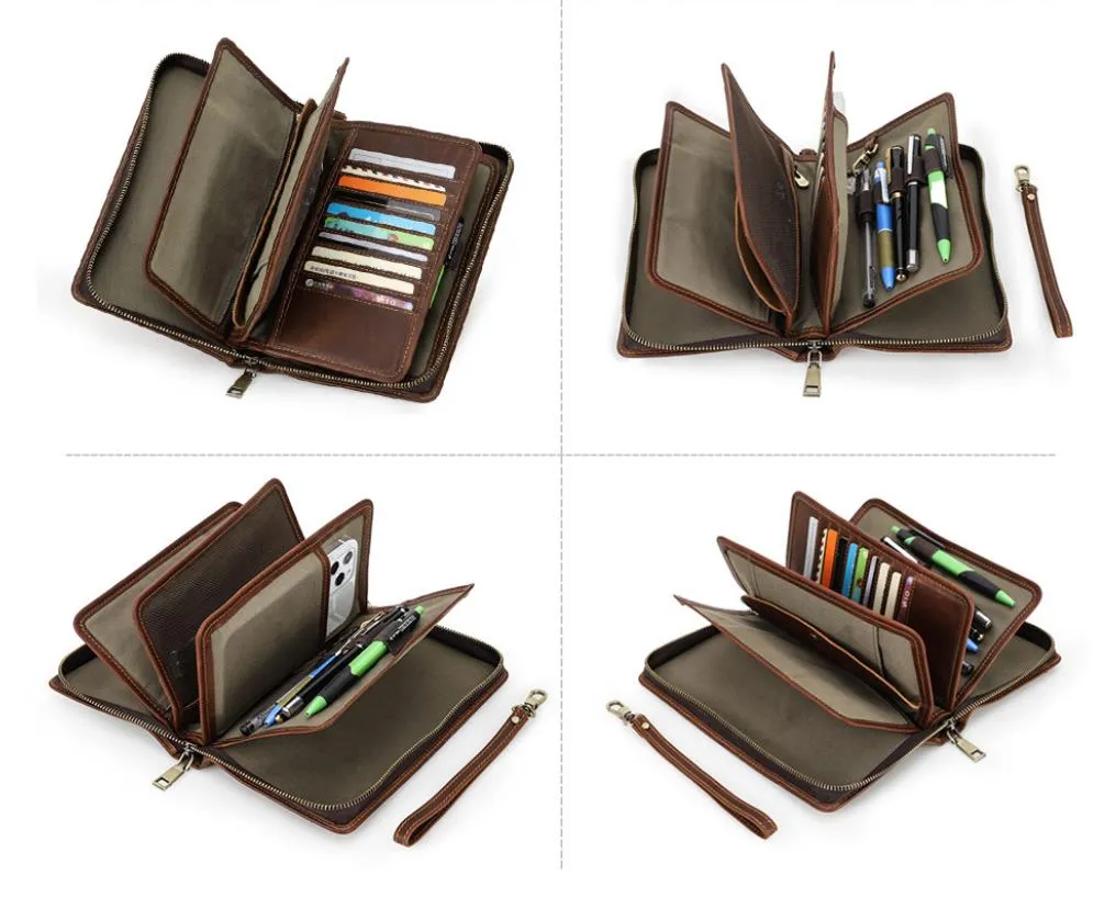 Men's Wallet Leather Purse Leather Hand Bag Clutch Bag Card Package Storage Bag For Gift