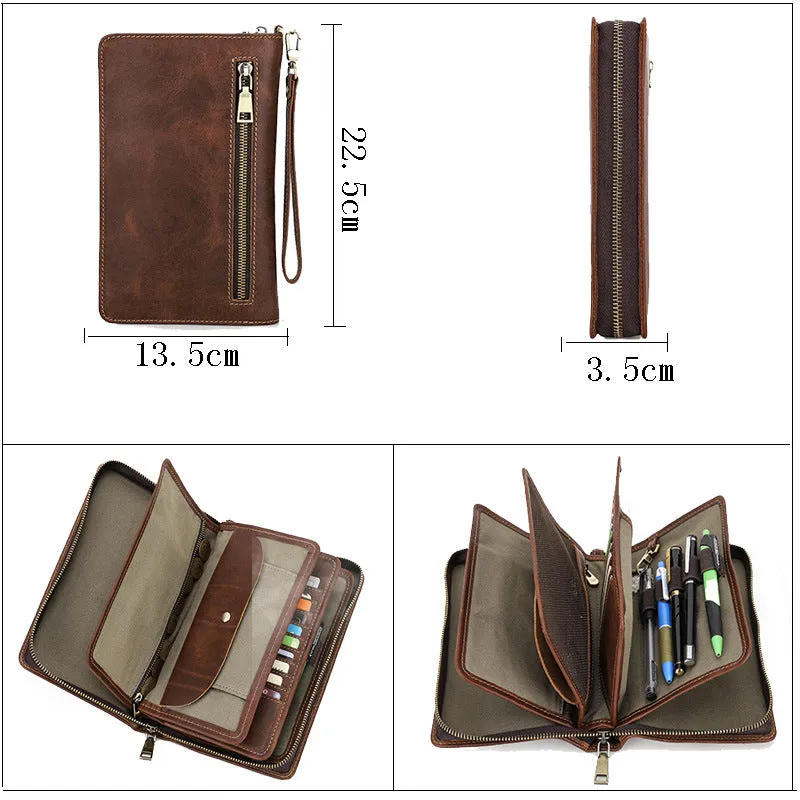 Men's Wallet Leather Purse Leather Hand Bag Clutch Bag Card Package Storage Bag For Gift