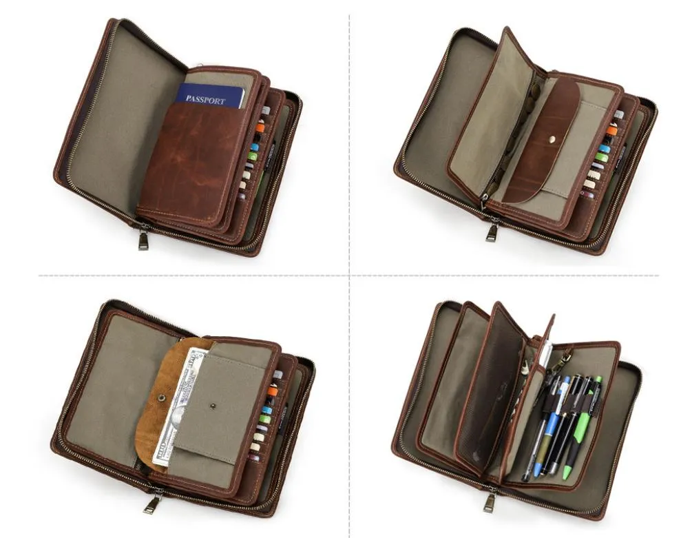 Men's Wallet Leather Purse Leather Hand Bag Clutch Bag Card Package Storage Bag For Gift