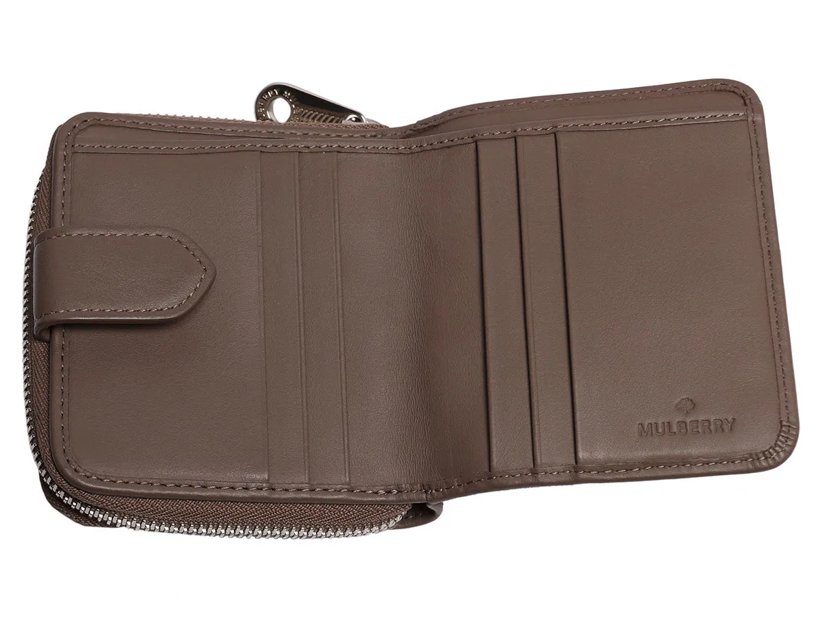 Mulberry Taupe Calfskin Blossom Zip Around Purse