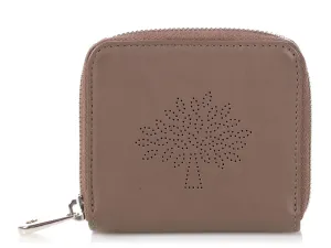 Mulberry Taupe Calfskin Blossom Zip Around Purse