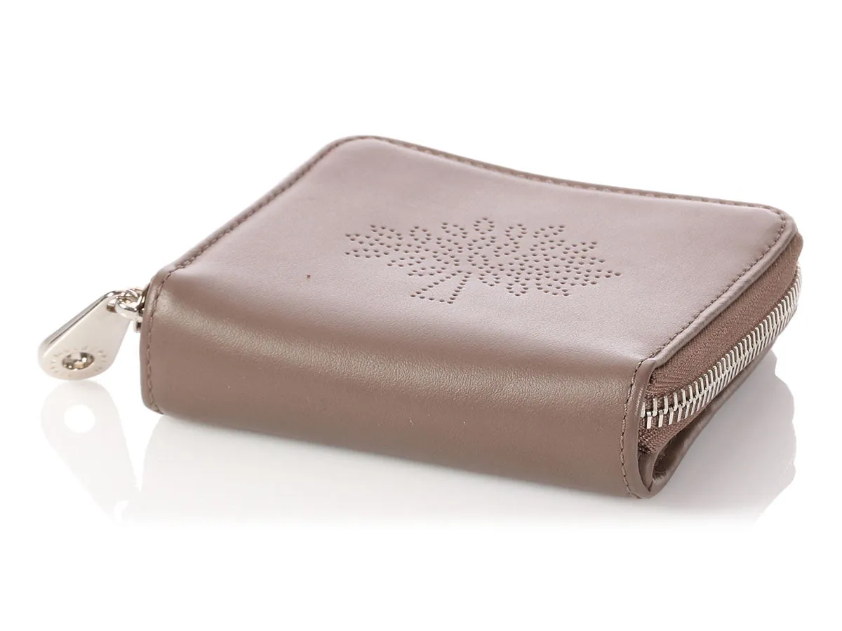 Mulberry Taupe Calfskin Blossom Zip Around Purse