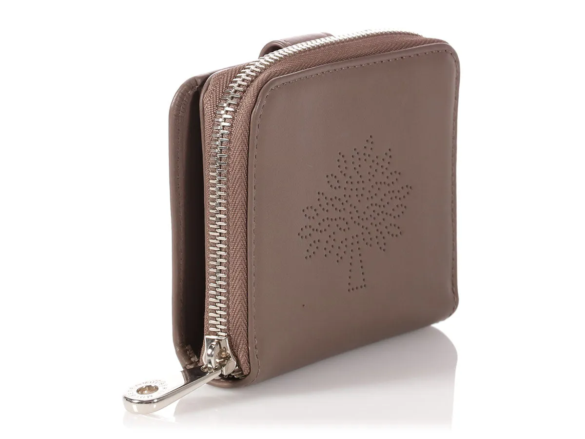 Mulberry Taupe Calfskin Blossom Zip Around Purse