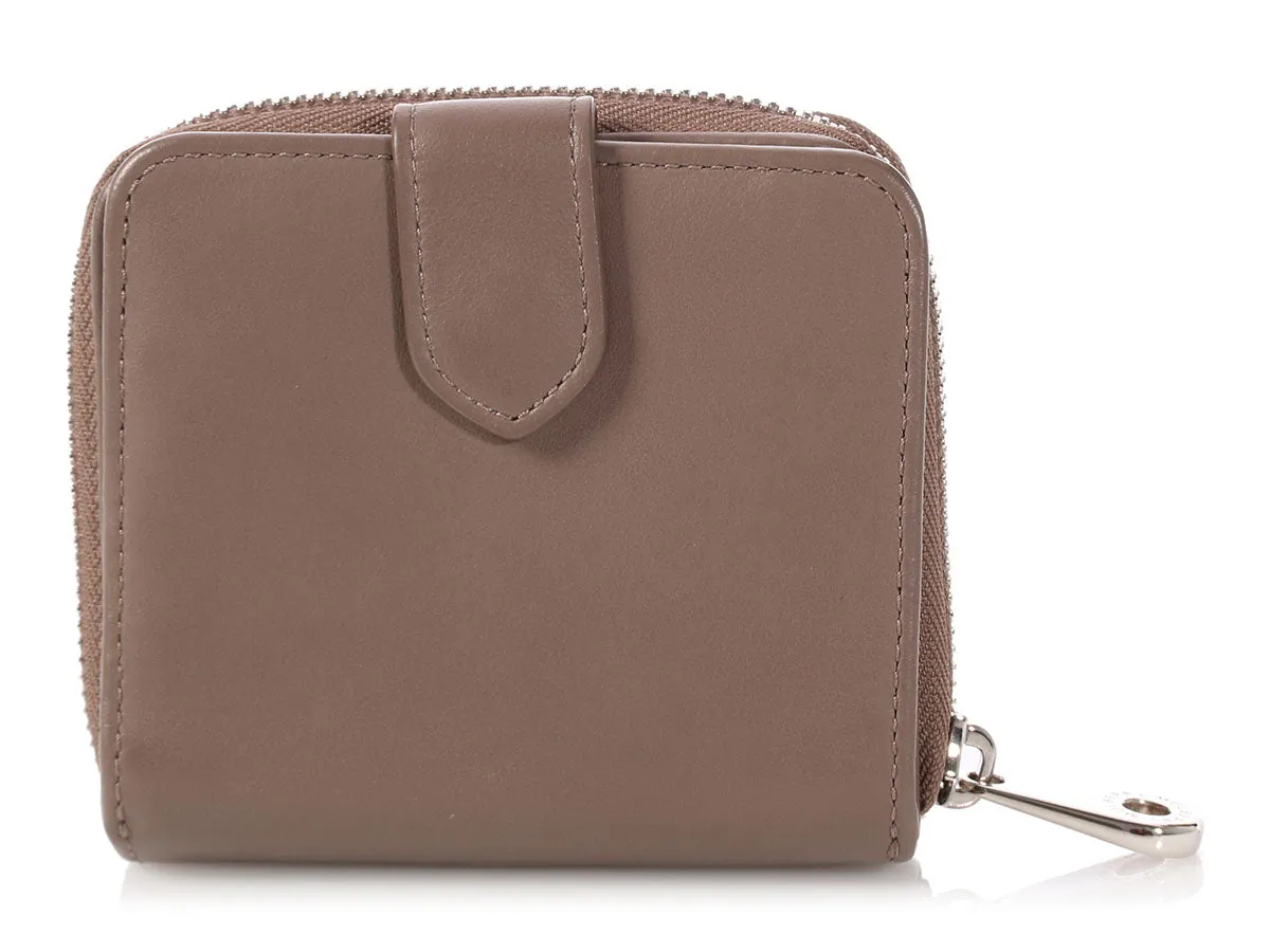 Mulberry Taupe Calfskin Blossom Zip Around Purse