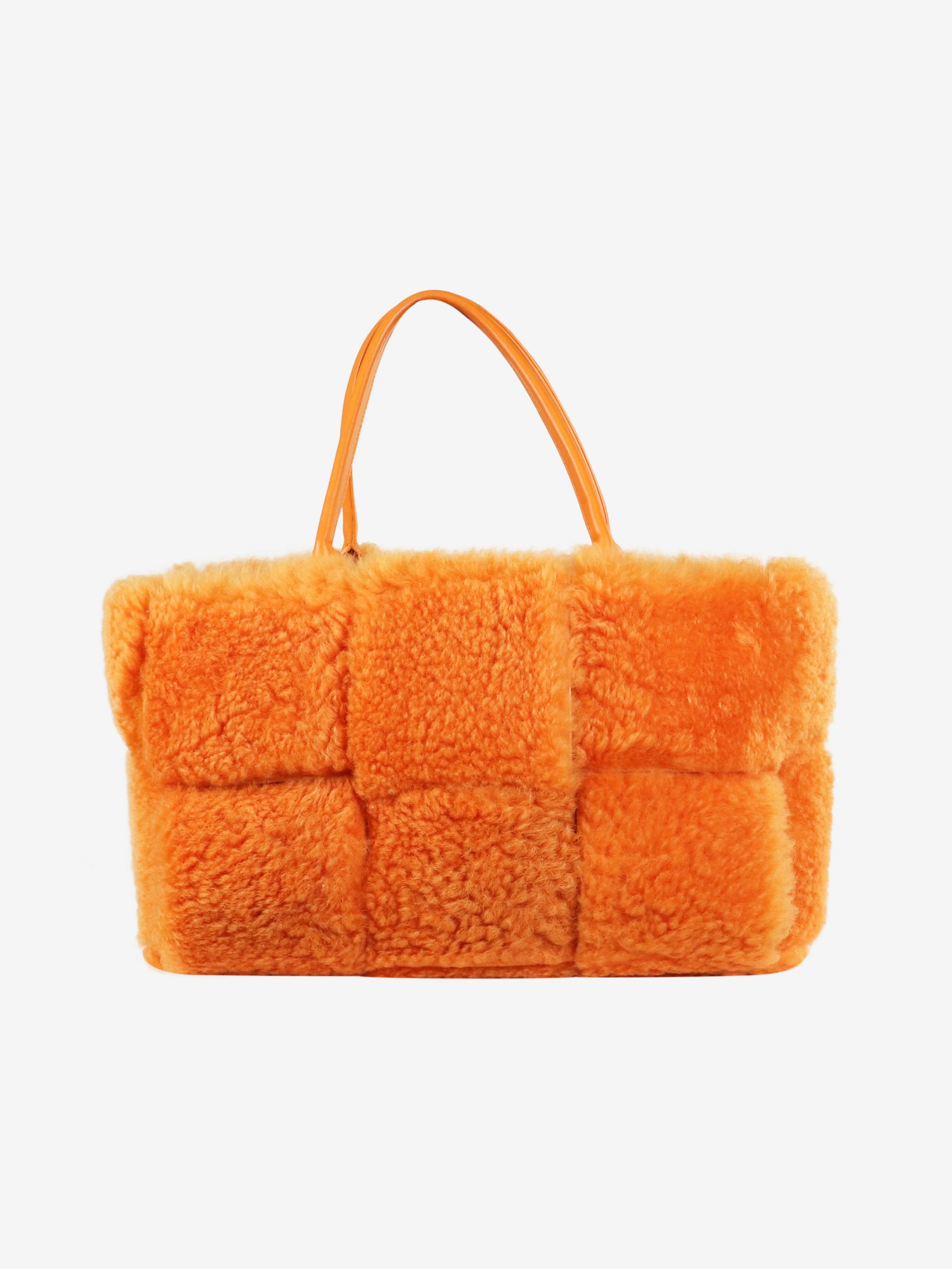 Orange faux-fur tote bag