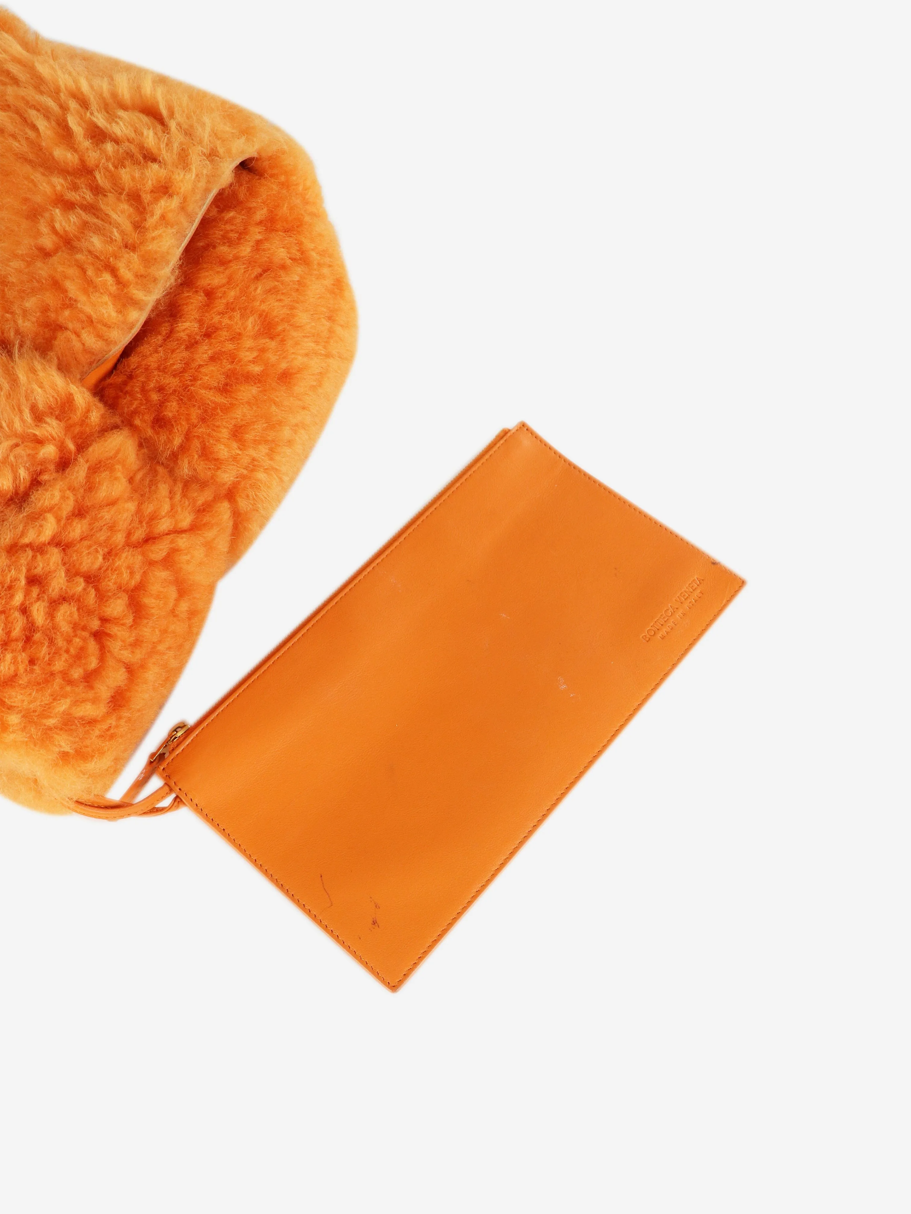 Orange faux-fur tote bag