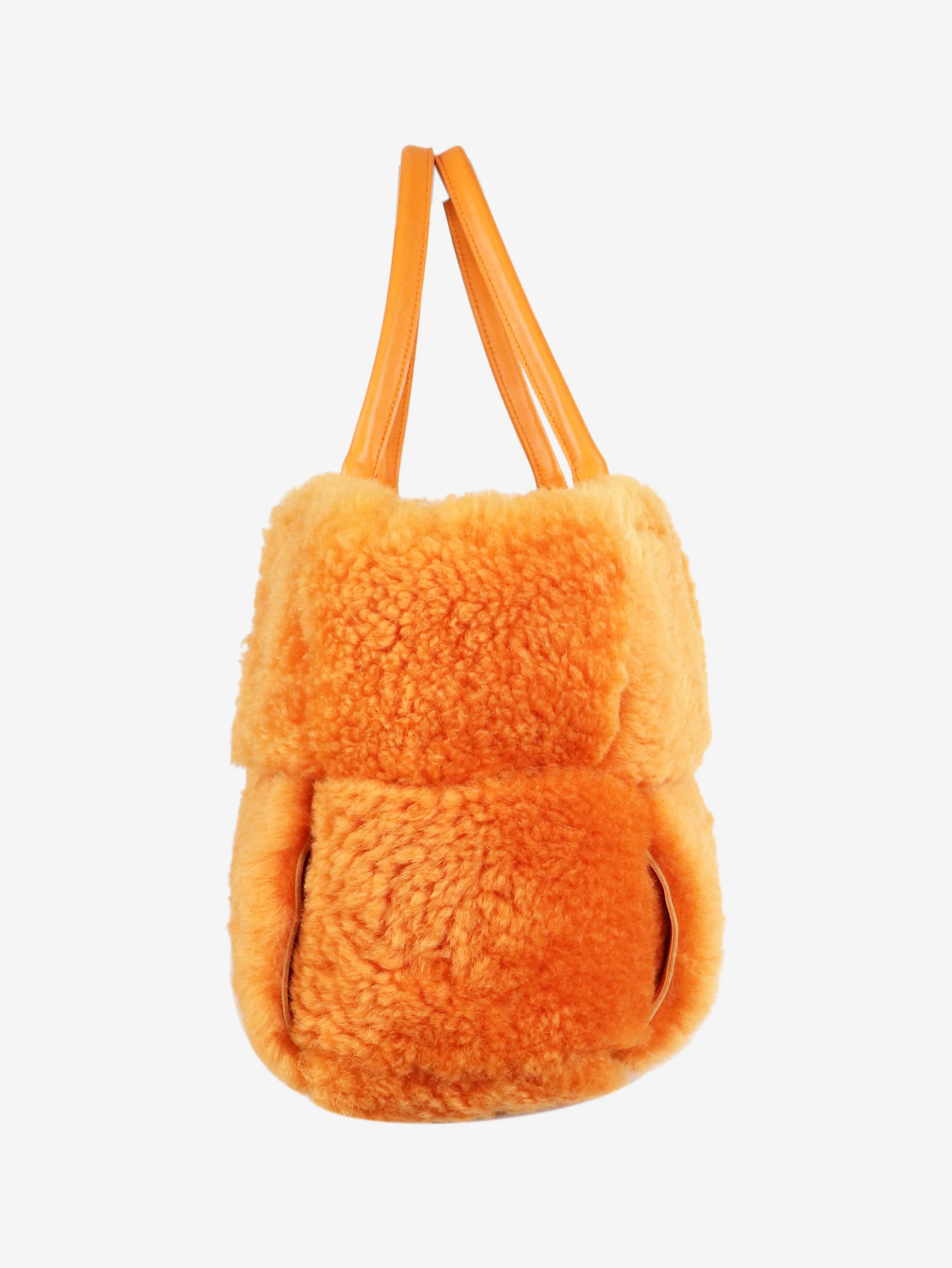 Orange faux-fur tote bag