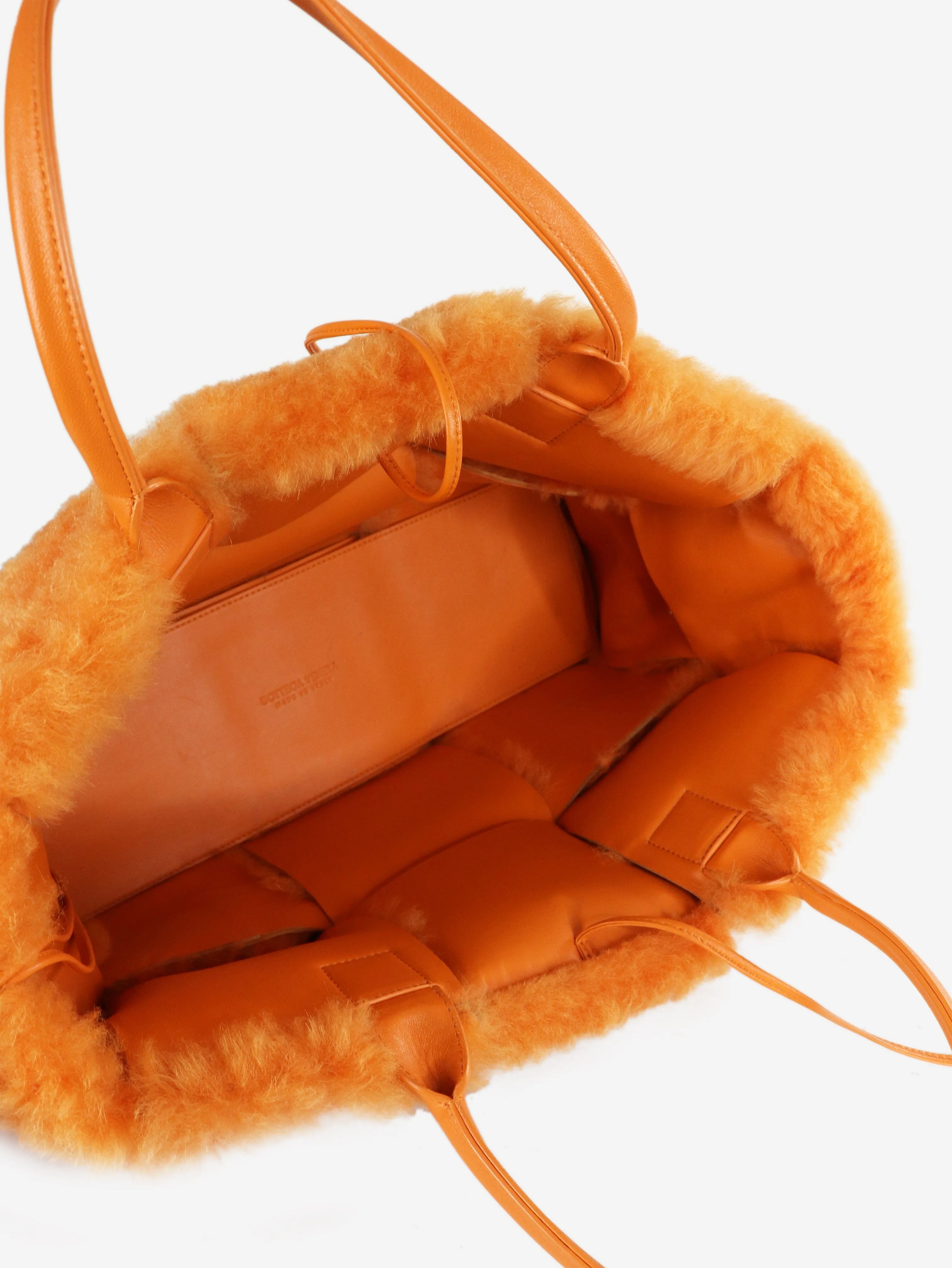 Orange faux-fur tote bag