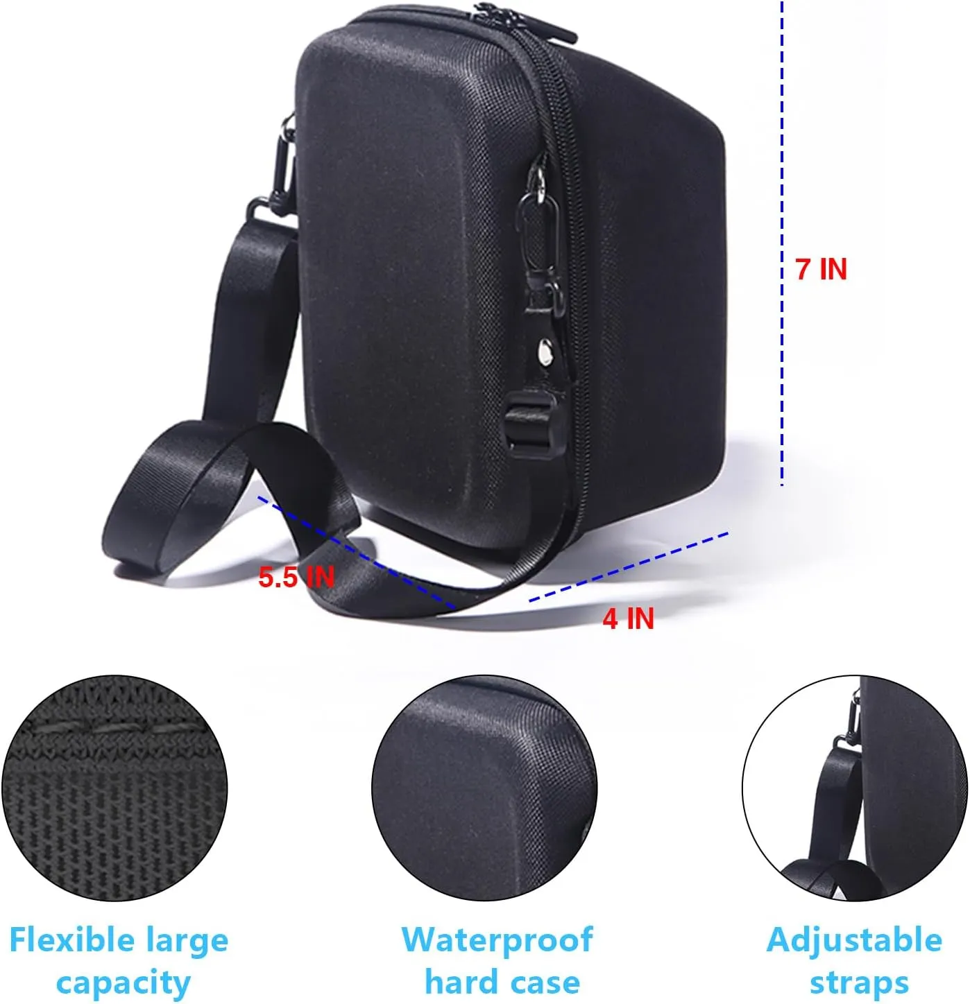 Protective Case for Polaroid Now 2nd/3rd, Now  Gen 2/3rd, I-Type, OneStep , Onestep 2, Filp, Instant Film Camera - Hard Shell Camera Case with Adjustable Shoulder Strap (Black) (No Camera)