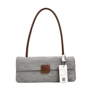 PU retro underarm baguette bag