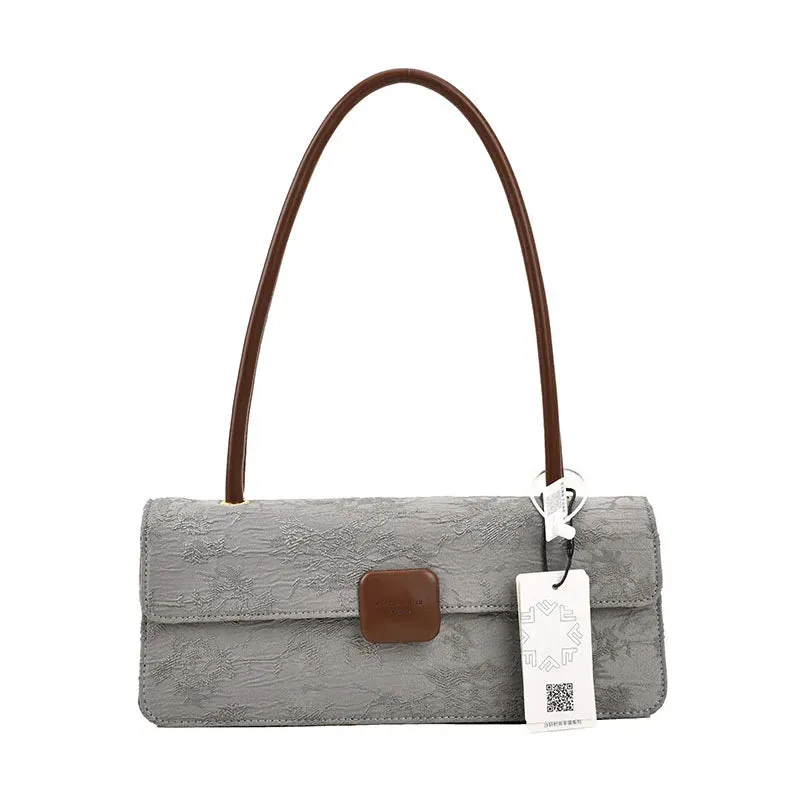 PU retro underarm baguette bag