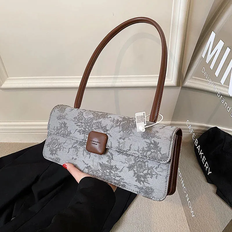 PU retro underarm baguette bag