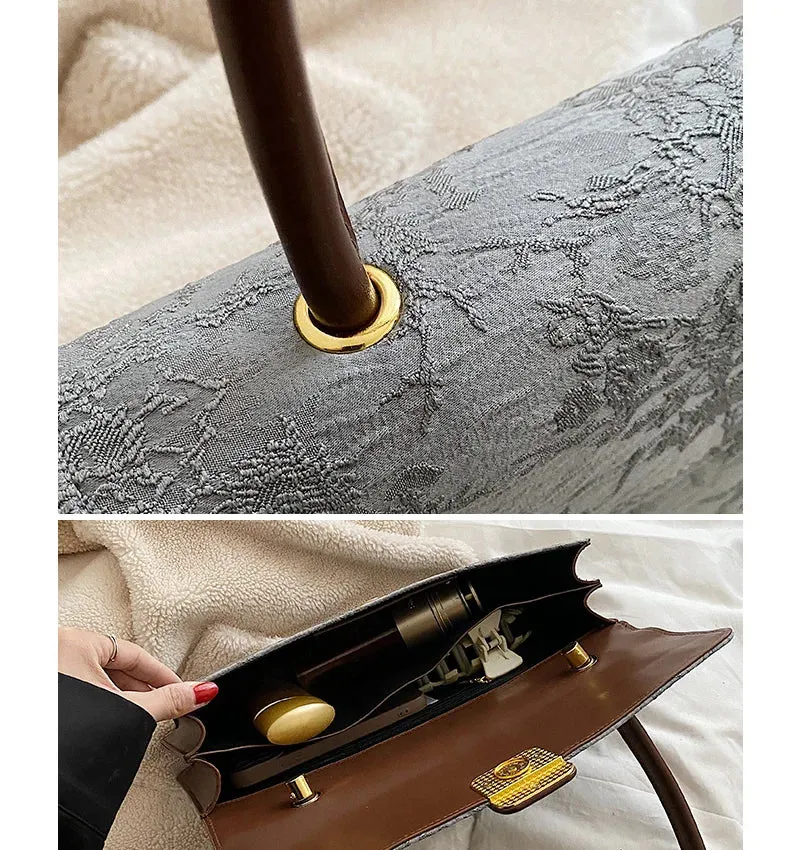 PU retro underarm baguette bag