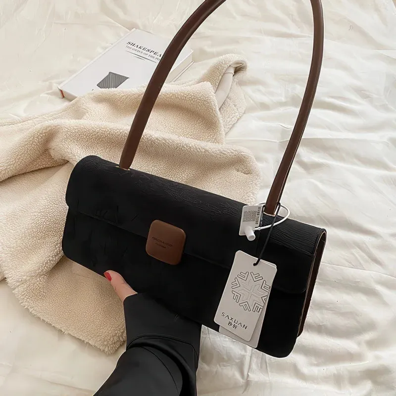 PU retro underarm baguette bag