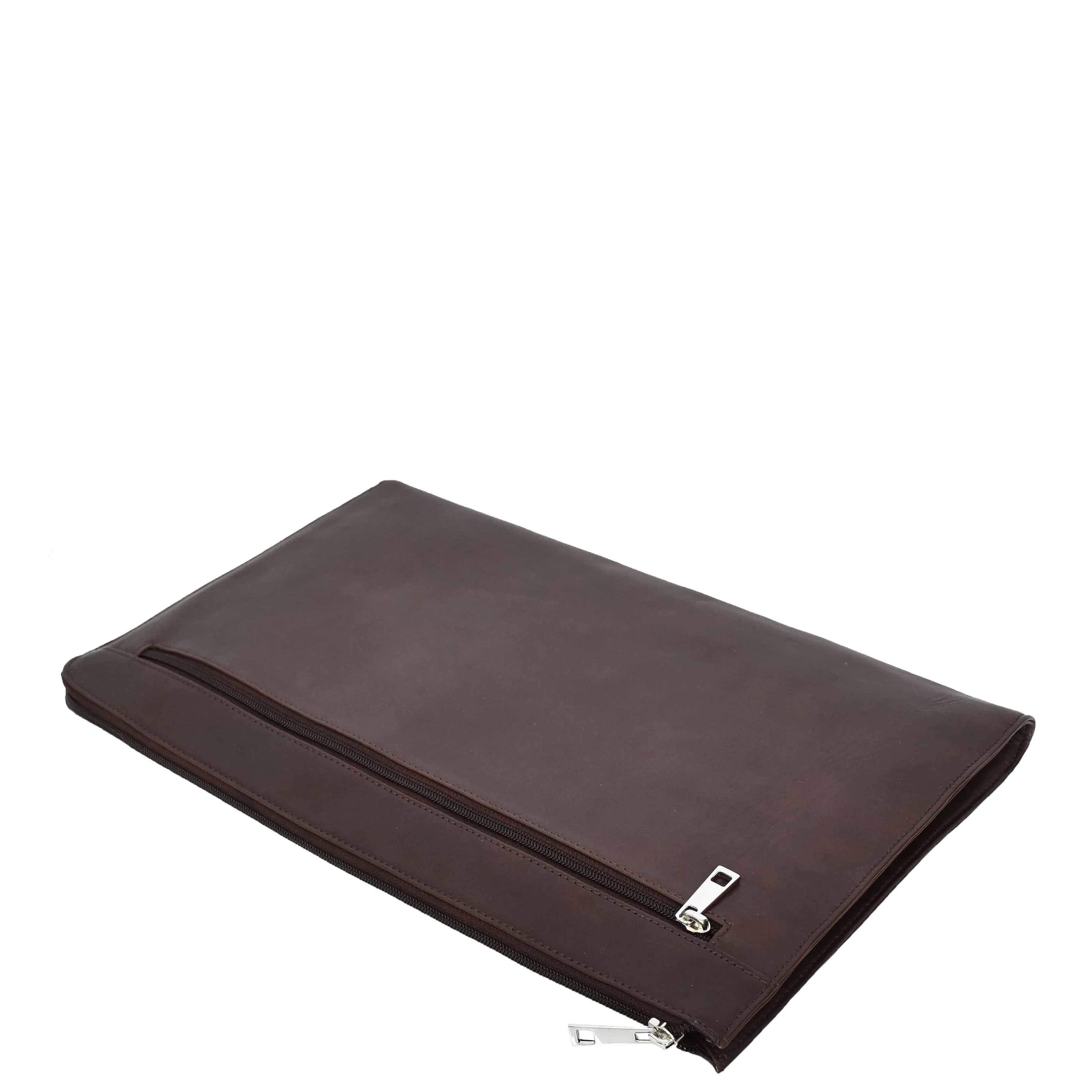 Real Leather Portfolio Case A4 Business Document Organiser Folio Underarm Bag Doc Brown
