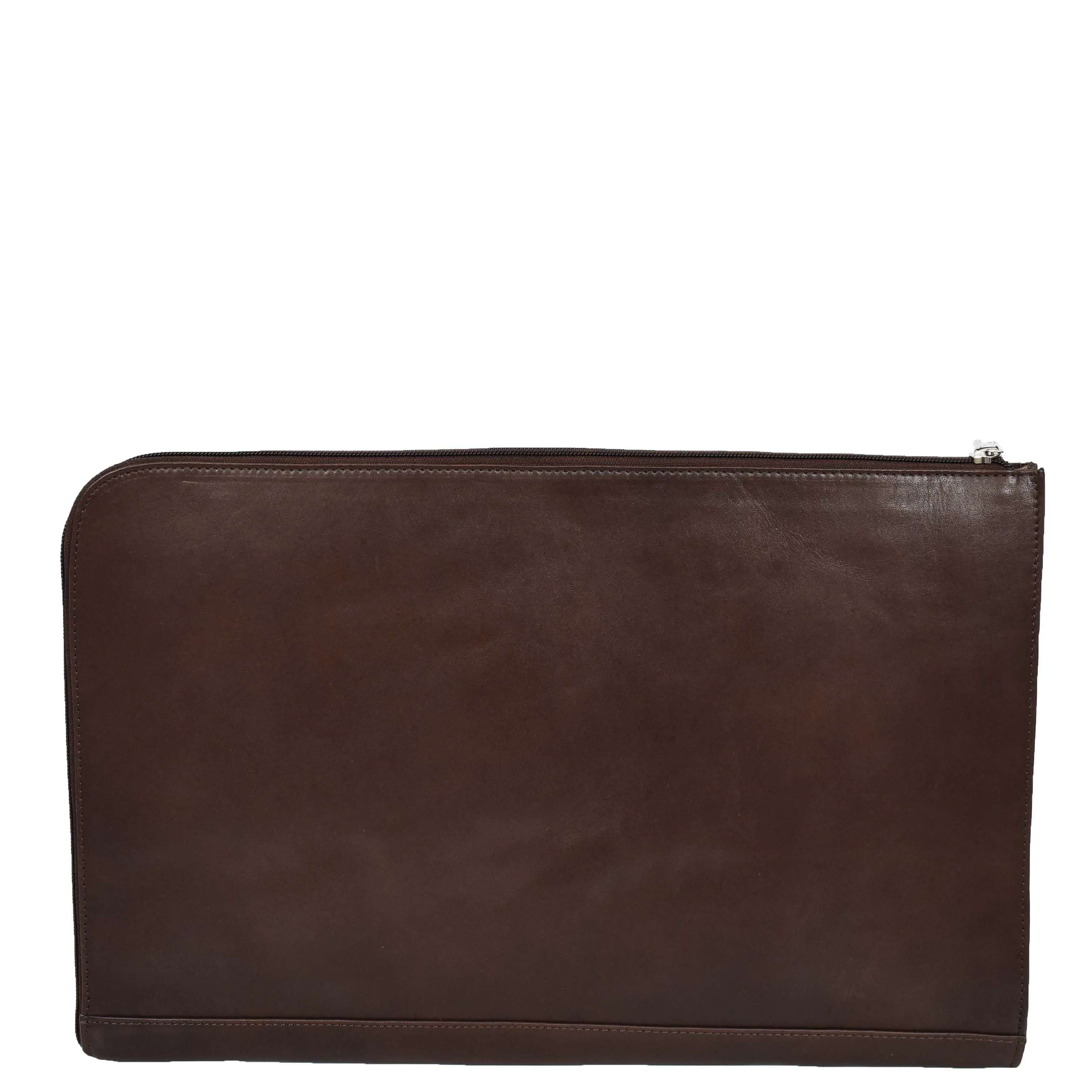 Real Leather Portfolio Case A4 Business Document Organiser Folio Underarm Bag Doc Brown