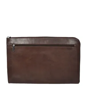 Real Leather Portfolio Case A4 Business Document Organiser Folio Underarm Bag Doc Brown