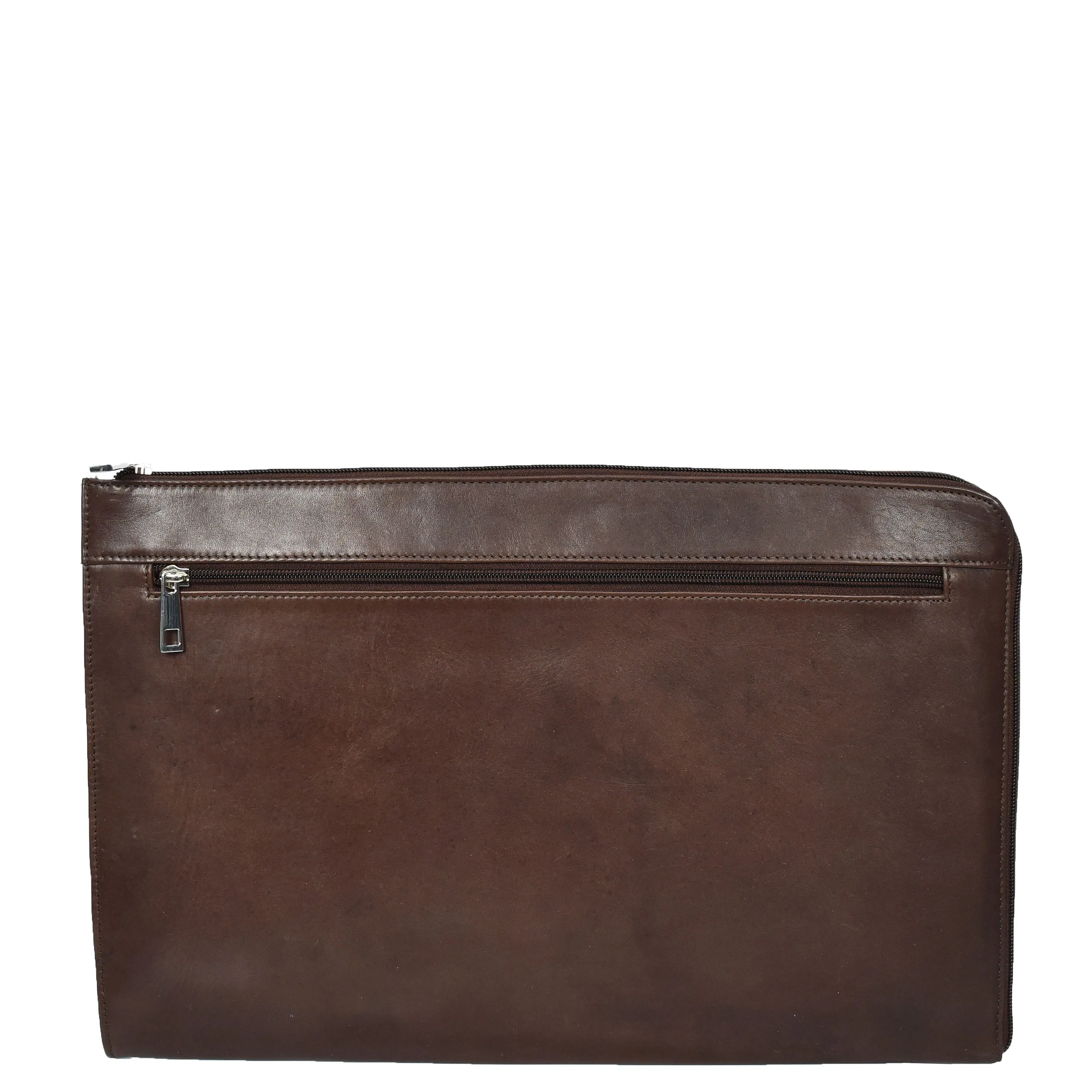 Real Leather Portfolio Case A4 Business Document Organiser Folio Underarm Bag Doc Brown