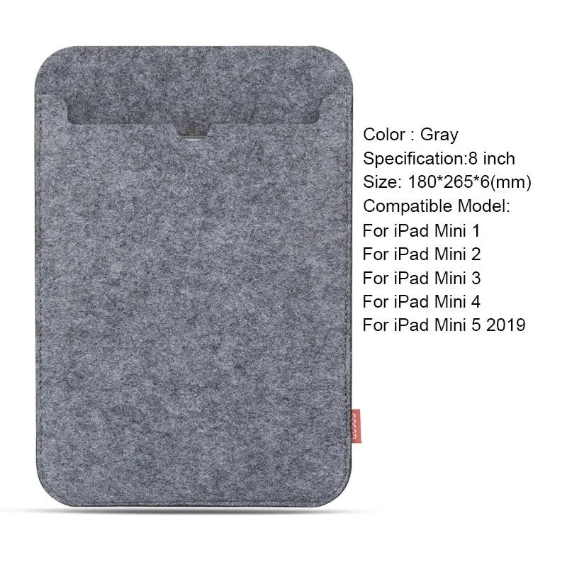 Sleeve Bag Case for iPad - Wool Felt Fabric Tablet Case