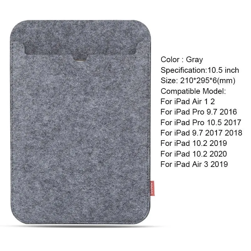 Sleeve Bag Case for iPad - Wool Felt Fabric Tablet Case
