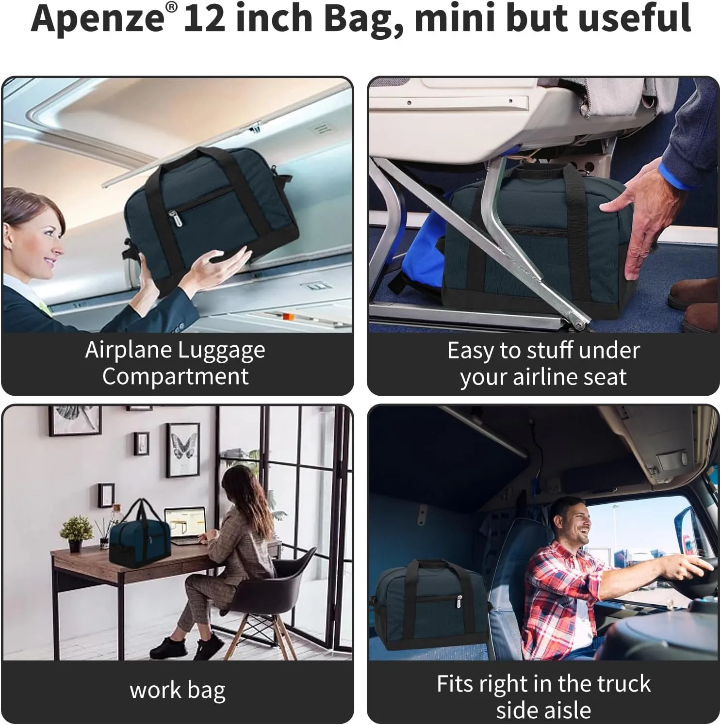 Small Gym Bag Carry On Bag - 12 in Mini Duffle Bag Lightweight for Overnight TravelNavy Blue