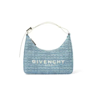 Small Moon Cut Out Bag in 4G Washed Denim in Light Blue