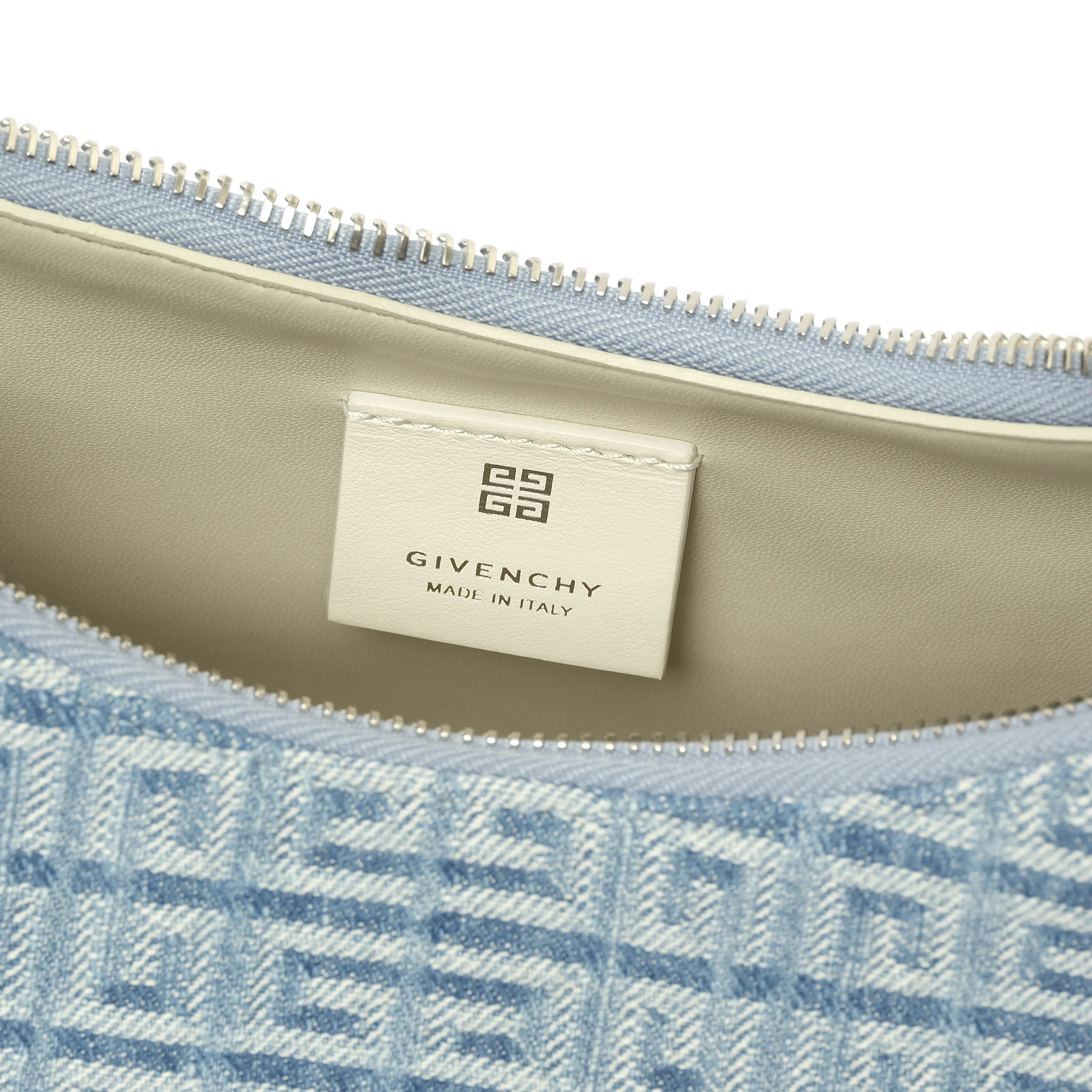Small Moon Cut Out Bag in 4G Washed Denim in Light Blue