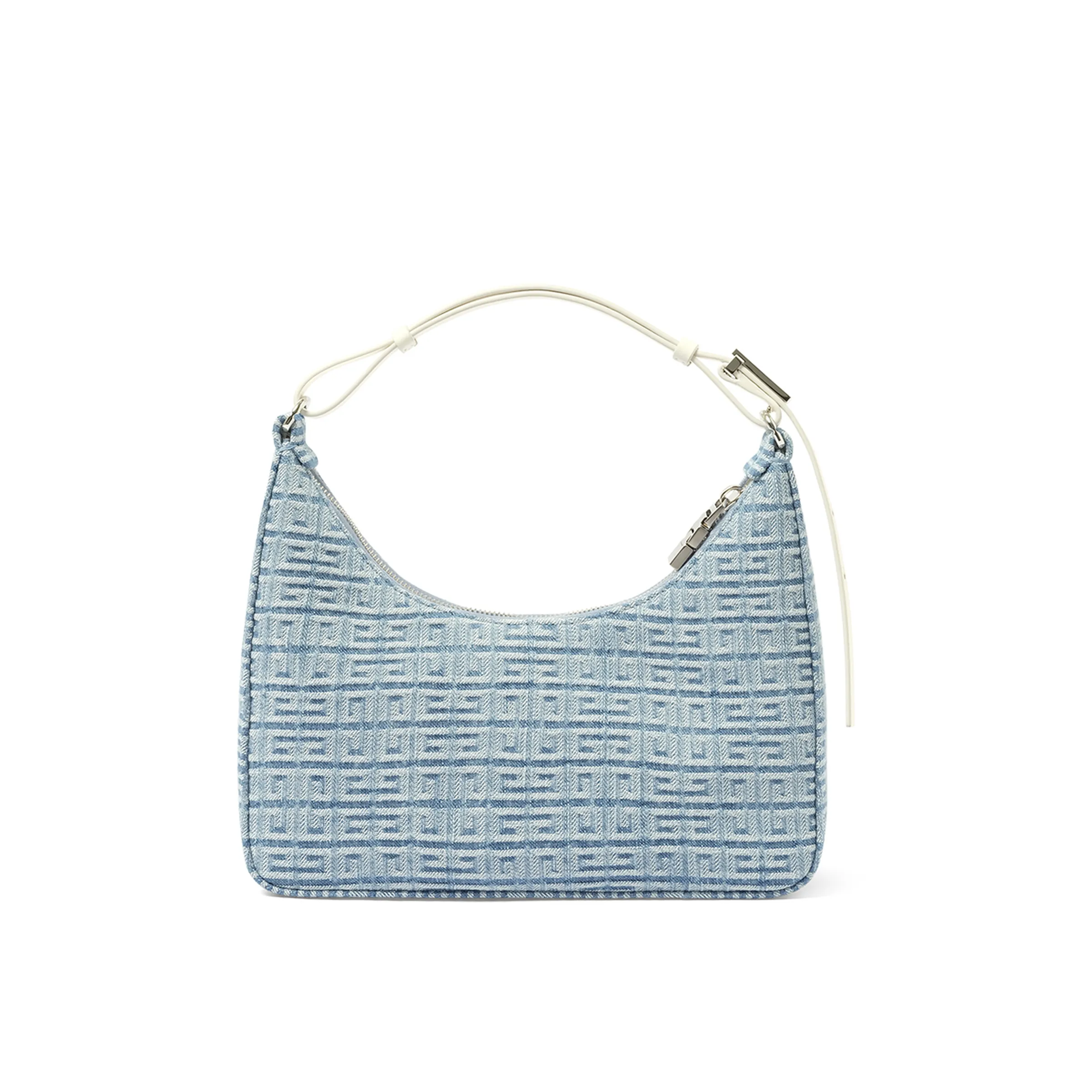 Small Moon Cut Out Bag in 4G Washed Denim in Light Blue