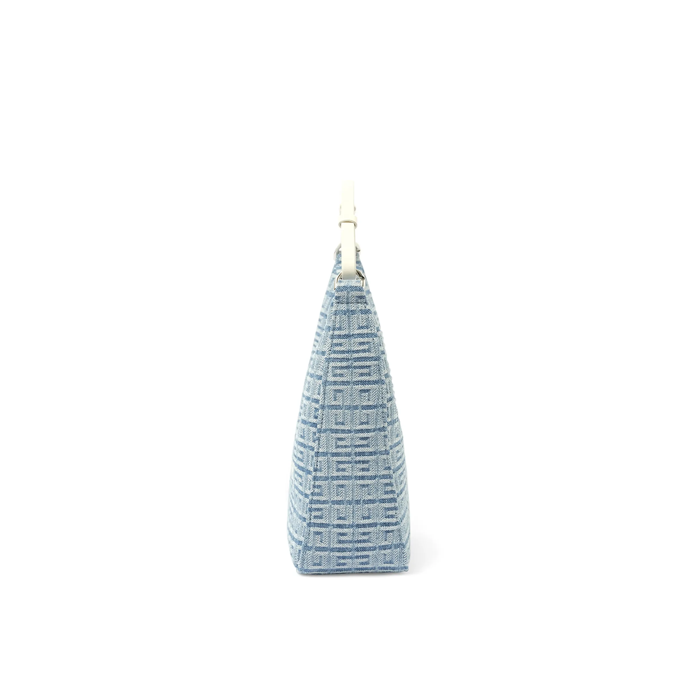 Small Moon Cut Out Bag in 4G Washed Denim in Light Blue