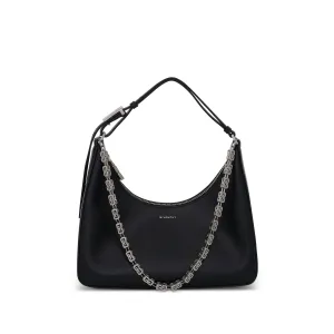 Small Moon Cut Out Bag in Calf Leather in Black